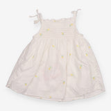 Dress Tie Strap White and Embroidered Lemons