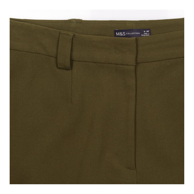 Dark Khaki Wide Leg Tailored Trousers SHORT
