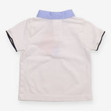 Polo Shirt White with Blue Collar