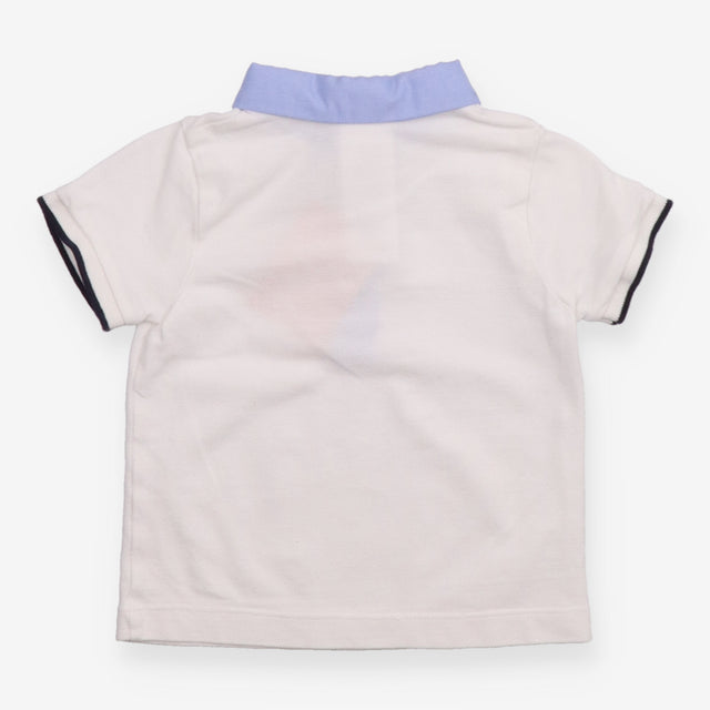 Polo Shirt White with Blue Collar