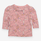 Tee LS pink rabbit heads