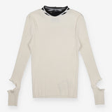 P.A.M. Perks And Mini Cream Ribbed Long Sleeve Top