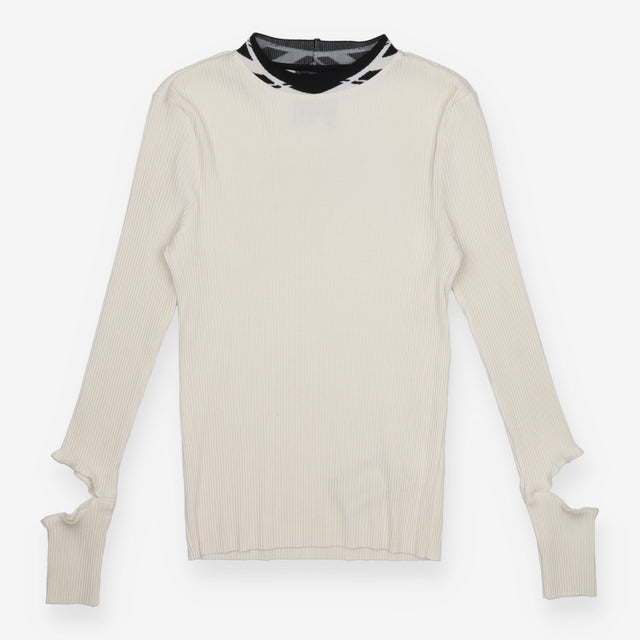 P.A.M. Perks And Mini Cream Ribbed Long Sleeve Top