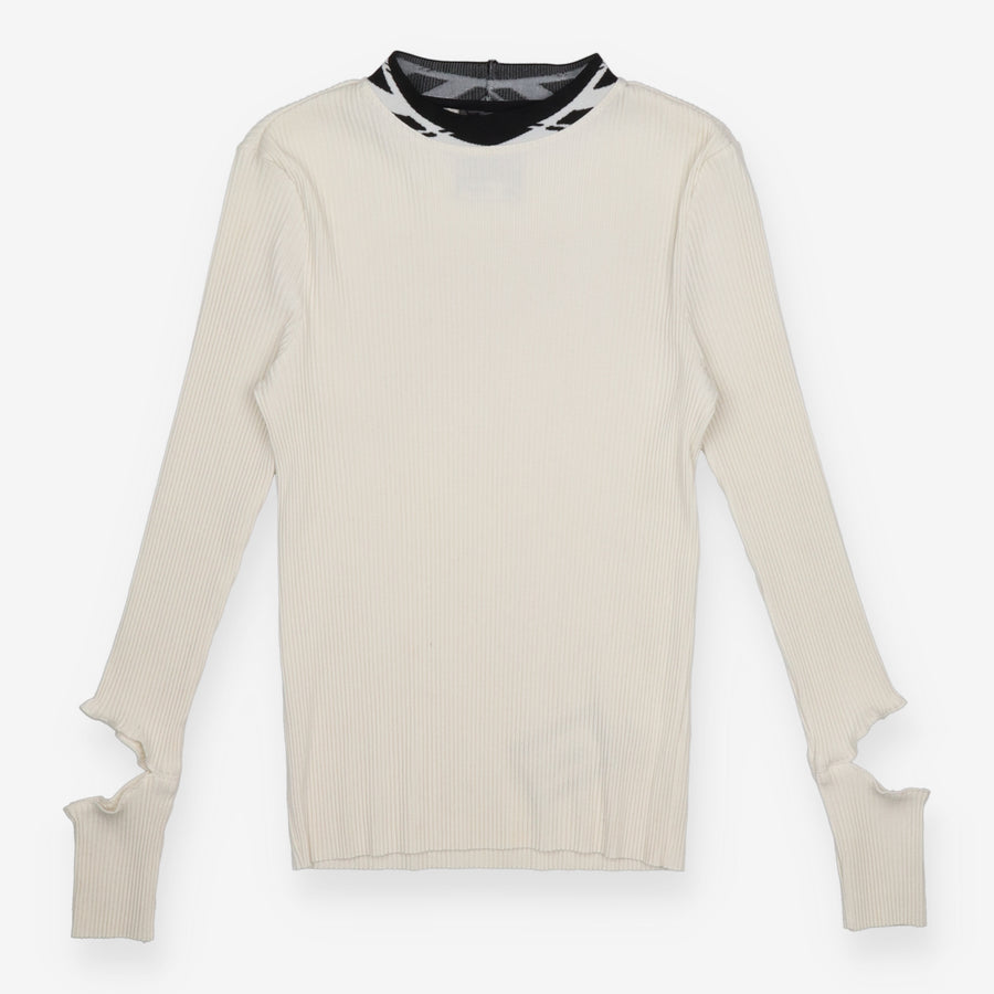P.A.M. Perks And Mini Cream Ribbed Long Sleeve Top