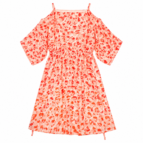 Aurora Red Silk Animal Print Sleeveless Midi Dress