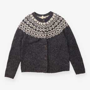 Charcoal Fair Isle Merino Wool Cardigan