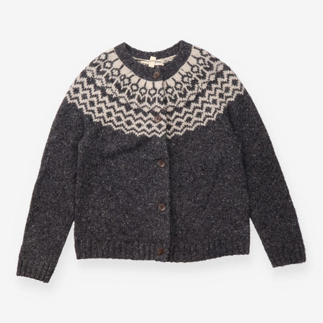 Charcoal Fair Isle Merino Wool Cardigan