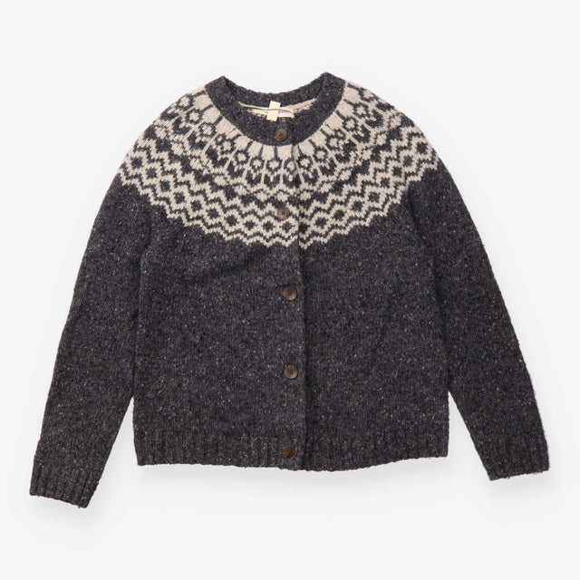Charcoal Fair Isle Merino Wool Cardigan