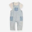 Blue and white striped dungarees with t-shirt