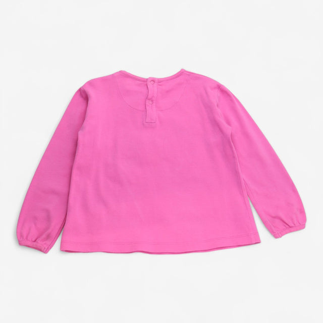 T-shirt long sleeve pink with unicorn applique