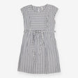 Maternity and nursing smock blue and white stripe