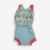 Swimsuit with Nappy Blue and Peach Duck Print