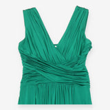 Emerald Green Ruched V-Neck Maxi Dress