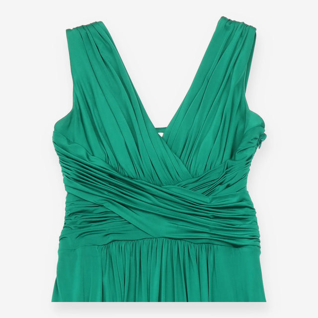 Emerald Green Ruched V-Neck Maxi Dress