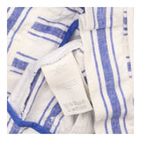 Trousers Linen Blend Striped Tie Waist Blue White 