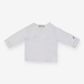 Baby Knit Cardigan Blue and White Stripe with Sail