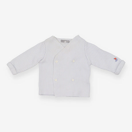 Baby Knit Cardigan Blue and White Stripe with Sail