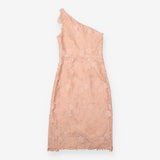 Midi Dress Blush Floral Lace One Shoulder