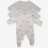 Grey and White Lion Sleepsuits 3 Pack 