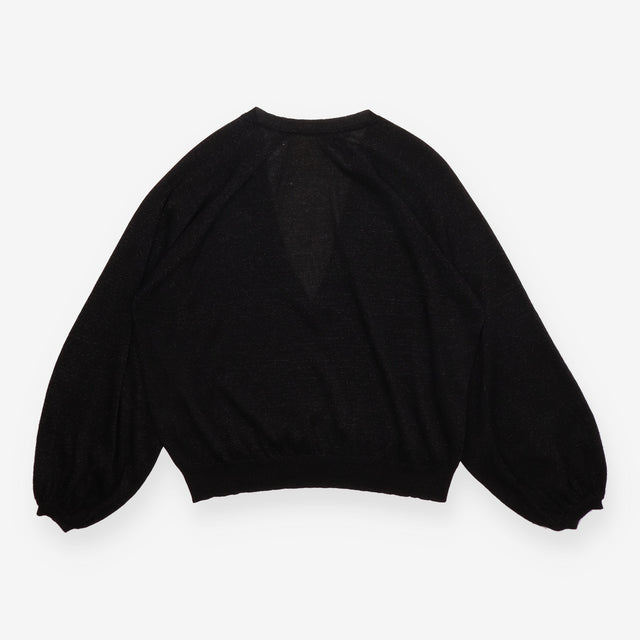 Jumper Black Sheer Fine Knit V-Neck