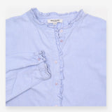 Cotton Chambray Shirt with Ruffle Trim