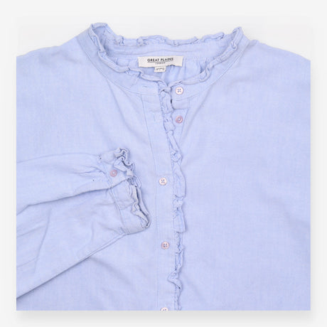 Cotton Chambray Shirt with Ruffle Trim