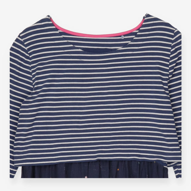 Frugi Bloom Maternity Dress Navy Stripe Space Prin