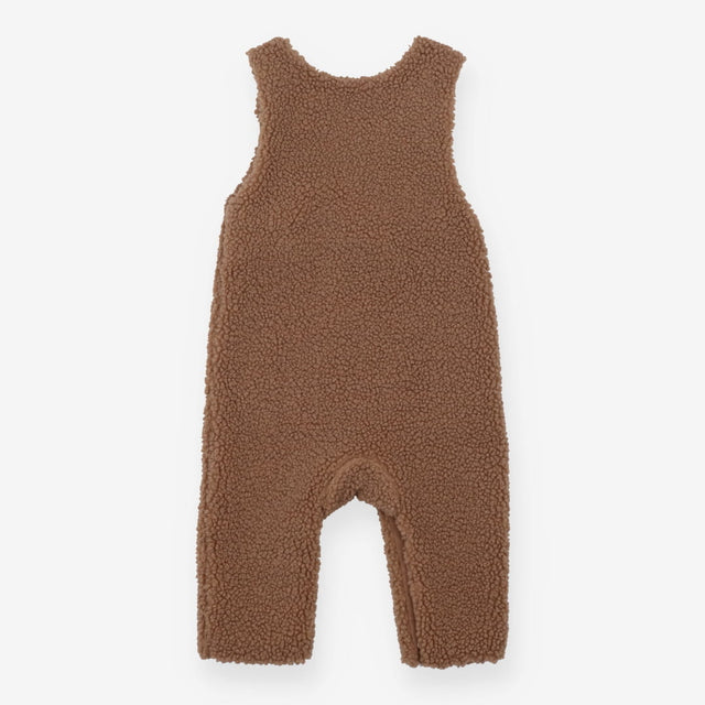 Brown fleece teddy bear dungarees