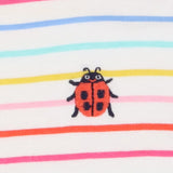 T-Shirt Long Sleeved Candy Stripe Ladybird Appliqu