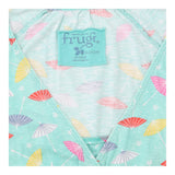 Dress Aqua Parasol Print Organic Cotton V-Neck Wra
