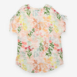 Floral Blouse Ivory Short Sleeve V-Neck