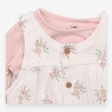 Outfit dungaree white floral and bodysuit long sle