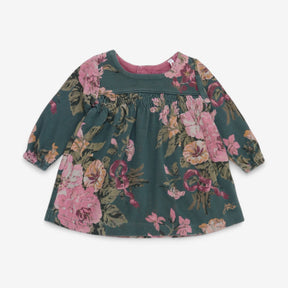 Dress LS Green Floral 