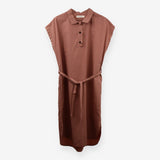Terracotta Belted Sleeveless Shirt Dress