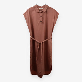 Terracotta Belted Sleeveless Shirt Dress