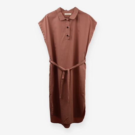 Terracotta Belted Sleeveless Shirt Dress
