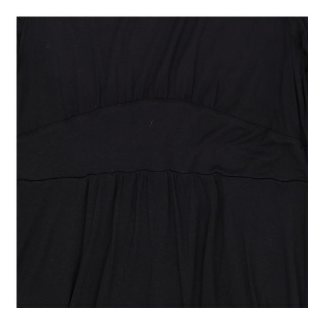 Long Sleeve Jersey Dress – Black, Cinched Waist