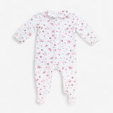 Sleepsuit Collared White with Pink Flowers and Rob