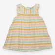 Dress sleeveless stripes frill shoulders hem
