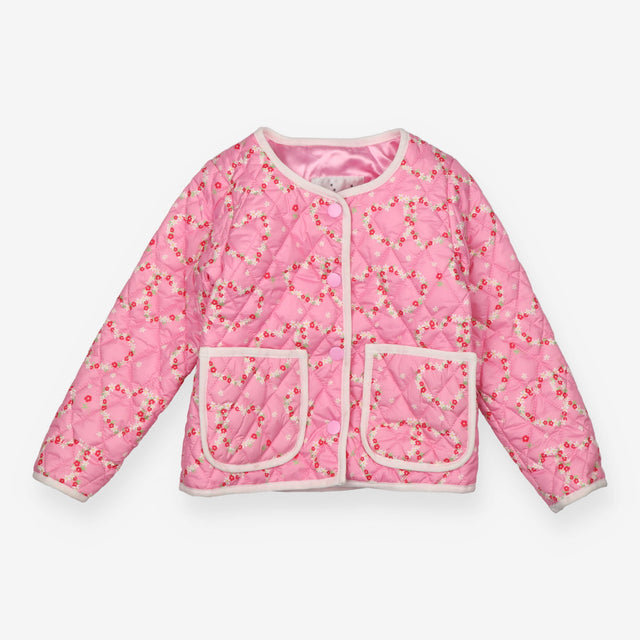 Pink Floral Quilted Coat