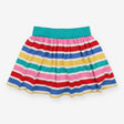 Skort coloured white stripes green waist