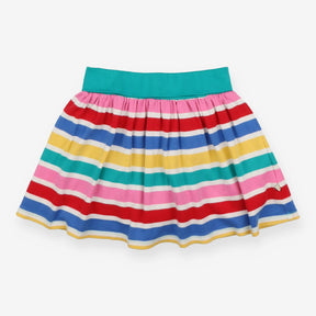 Skort coloured white stripes green waist