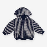 Hoodie zip navy and white striped