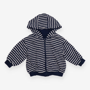 Hoodie zip navy and white striped