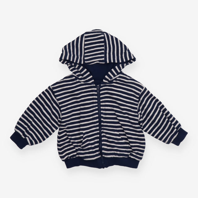Hoodie zip navy and white striped