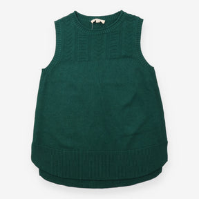 Green Textured Knit Sleeveless Sweater Vest