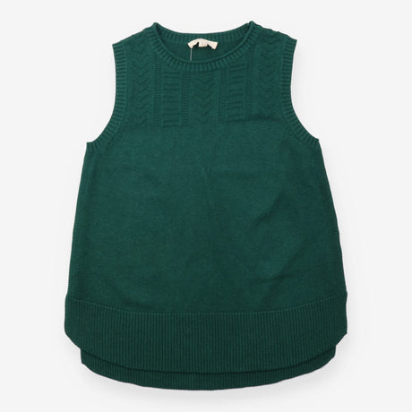 Green Textured Knit Sleeveless Sweater Vest