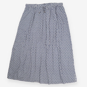 Navy Cream Geometric Print Maxi Skirt Tie Waist