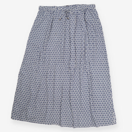 Navy Cream Geometric Print Maxi Skirt Tie Waist