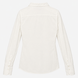 Ruched Shirt in White Viscose with Open Collar and